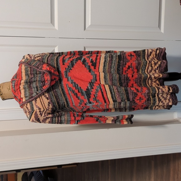 Orange & peach long hooded cardigan - Picture 5 of 5